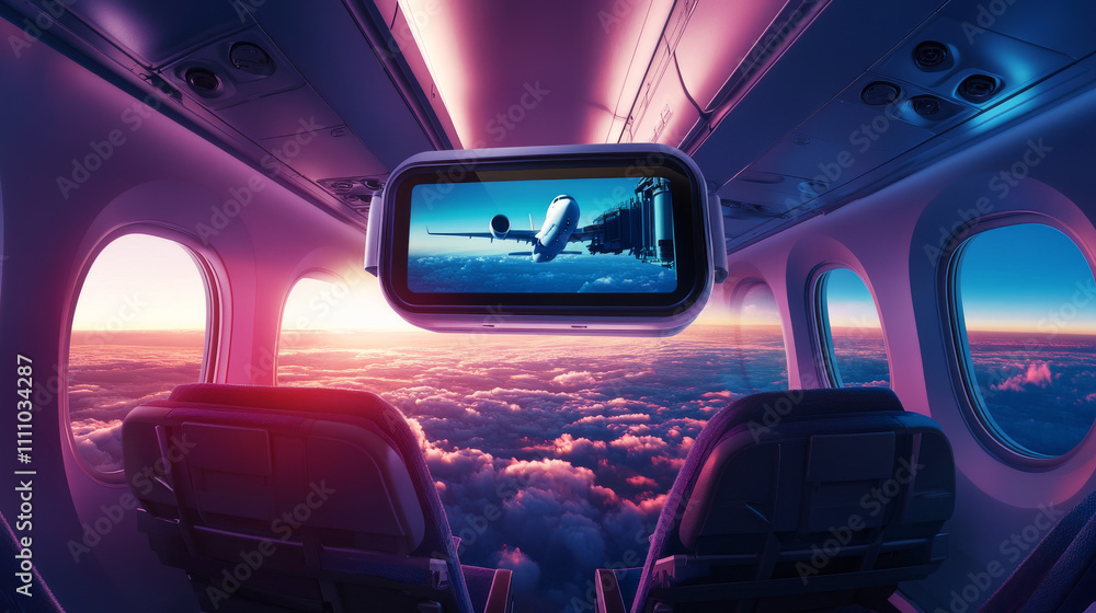 Airplane flying VR screen analysis. Flight up tourism journey virtual reality glasses. Transportation technology banner template. Low poly 3D vector illustration Airplane flying VR screen analysis. Flight up tourism journey virtual reality glasses. Transportation technology banner template. Low poly 3D vector illustration