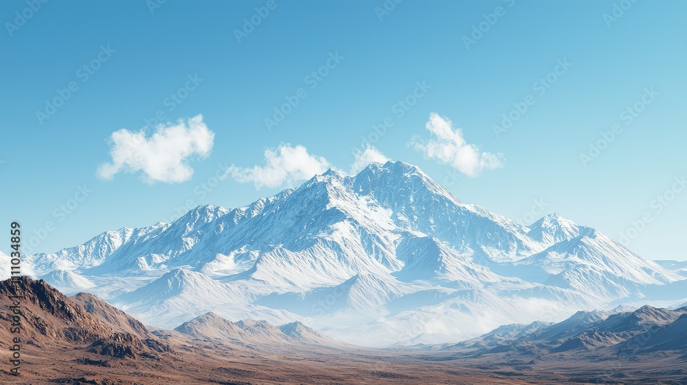 Majestic Snow-Capped Mountain Range Under a Clear Blue Sky with Soft Clouds and a Serene Winter Landscape Perfect for Nature Enthusiasts and Adventurers Majestic Snow-Capped Mountain Range Under a Clear Blue Sky with Soft Clouds and a Serene Winter Landscape Perfect for Nature Enthusiasts and Adventurers