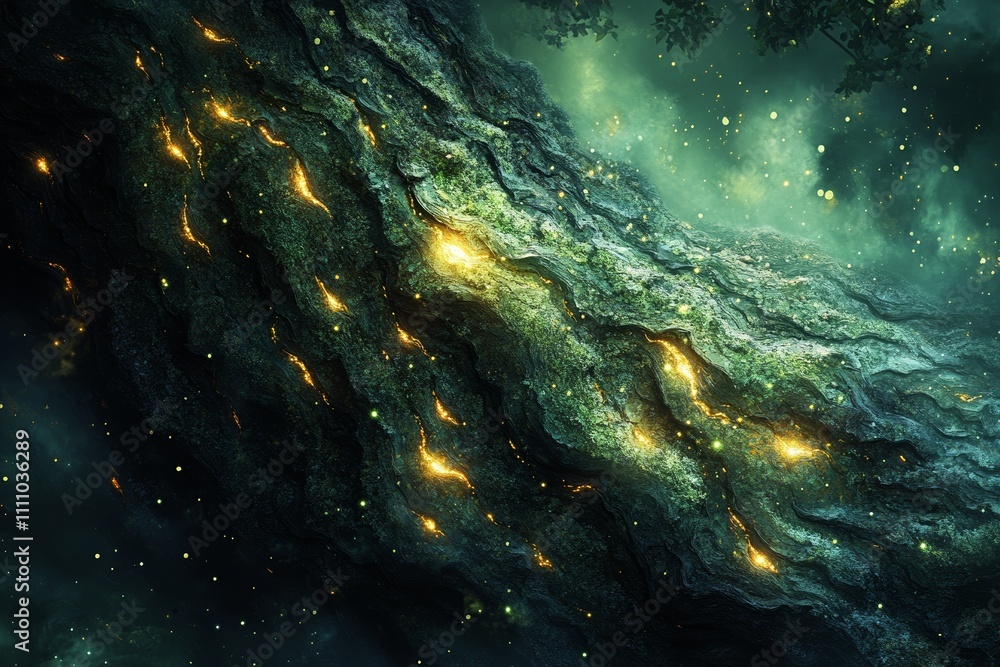 Fototapeta premium Mystical Forest Landscape with Glowing Lights