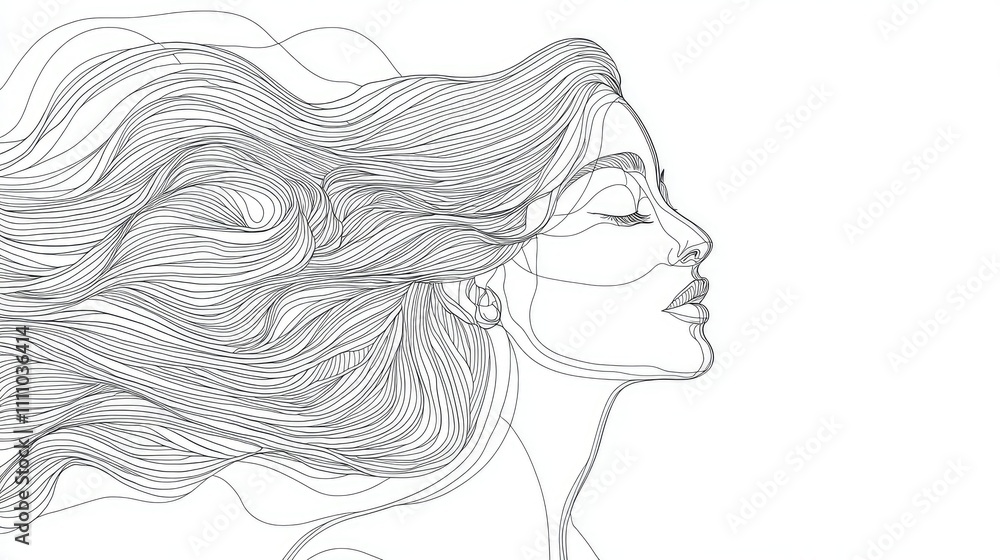 Elegant Line Art Illustration of a Woman with Flowing Hair, Capturing Fluidity and Grace in a Minimalist Style Perfect for Modern Design Projects and Creative Endeavors Elegant Line Art Illustration of a Woman with Flowing Hair, Capturing Fluidity and Grace in a Minimalist Style Perfect for Modern Design Projects and Creative Endeavors