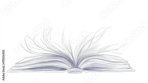 A Creative Illustration of an Open Book with Flowing Lines Capturing the Essence of Knowledge and Imagination in a Minimalist Style