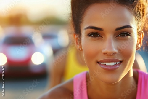 Young athlete training at sunset with focus and determination on the track