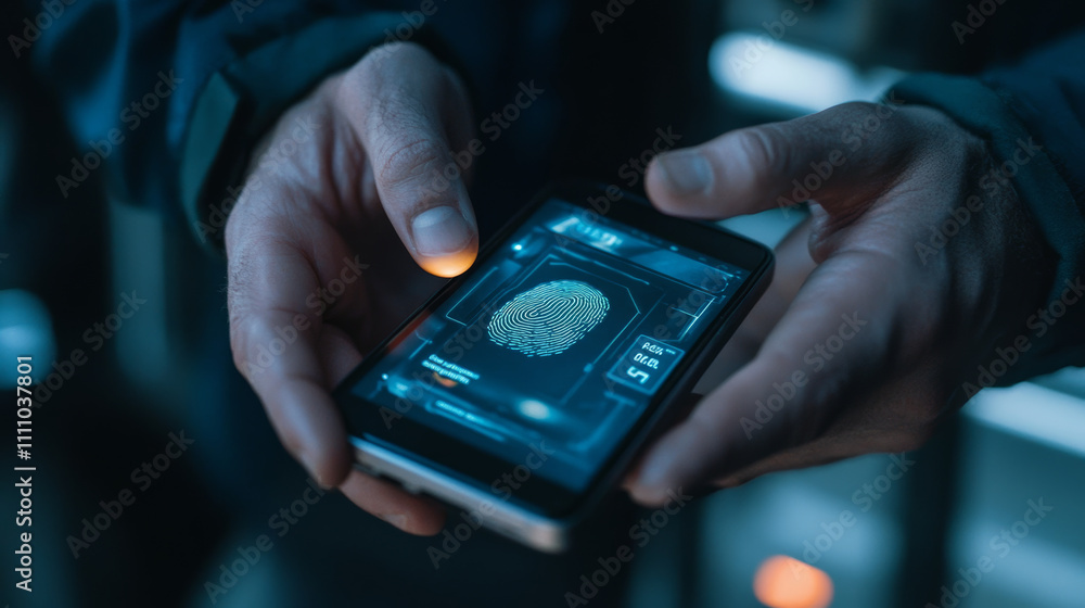 Businessman using fingerprint scan. Fingerprint scan provides access with biometrics identification on the converging point of circuit. Technology, Security and identification concept. Businessman using fingerprint scan. Fingerprint scan provides access with biometrics identification on the converging point of circuit. Technology, Security and identification concept.