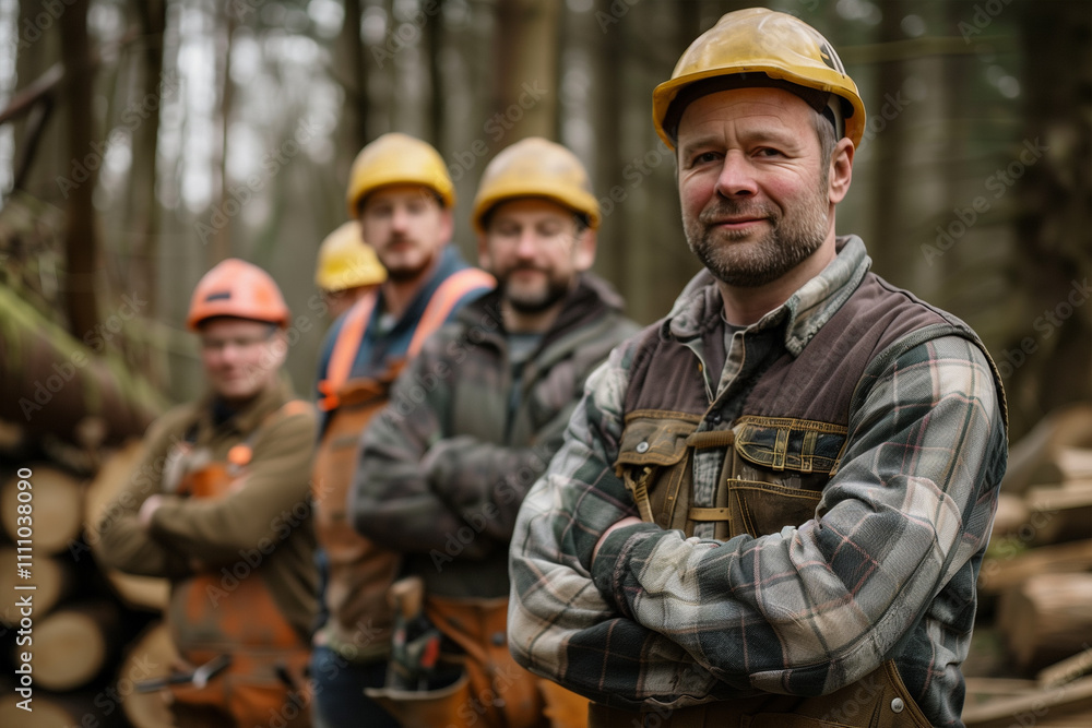 Photography of a Ireland group of professional carpentry and wood workers in the workspace, the team manager is in front. Photography of a Ireland group of professional carpentry and wood workers in the workspace, the team manager is in front.