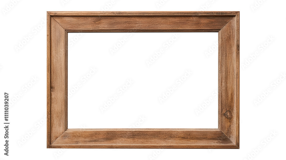 Wooden picture frame on white or transparent background, PNG Wooden picture frame on white or transparent background, PNG