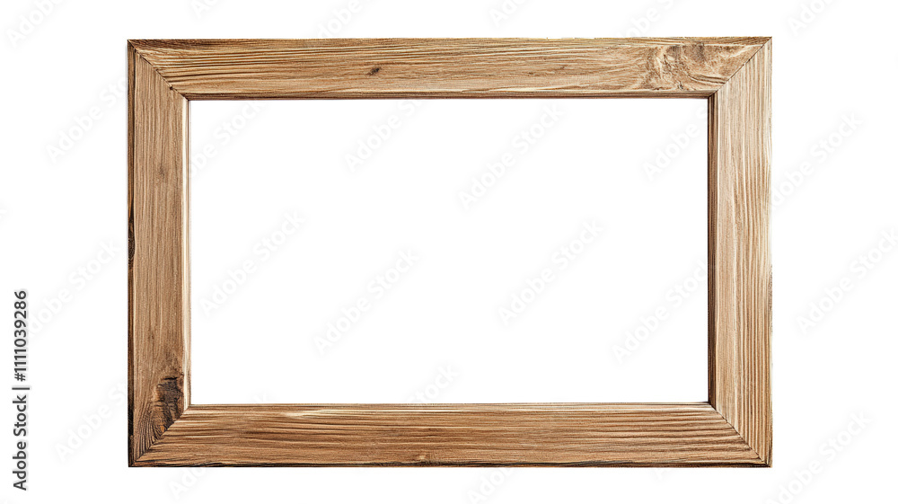 Wooden picture frame on white or transparent background, PNG Wooden picture frame on white or transparent background, PNG