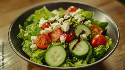 Photo of, A refreshing summer salad composed of crisp lettuce, ripe cherry tomatoes