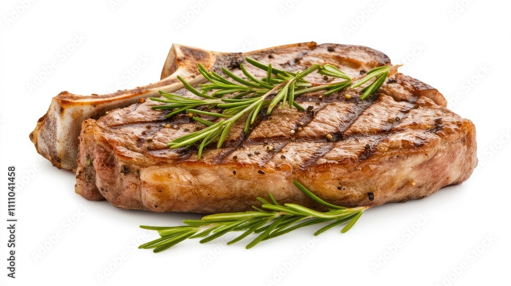 Grilled Ribeye Steak Garnished with Fresh Rosemary Sprigs Grilled Ribeye Steak Garnished with Fresh Rosemary Sprigs