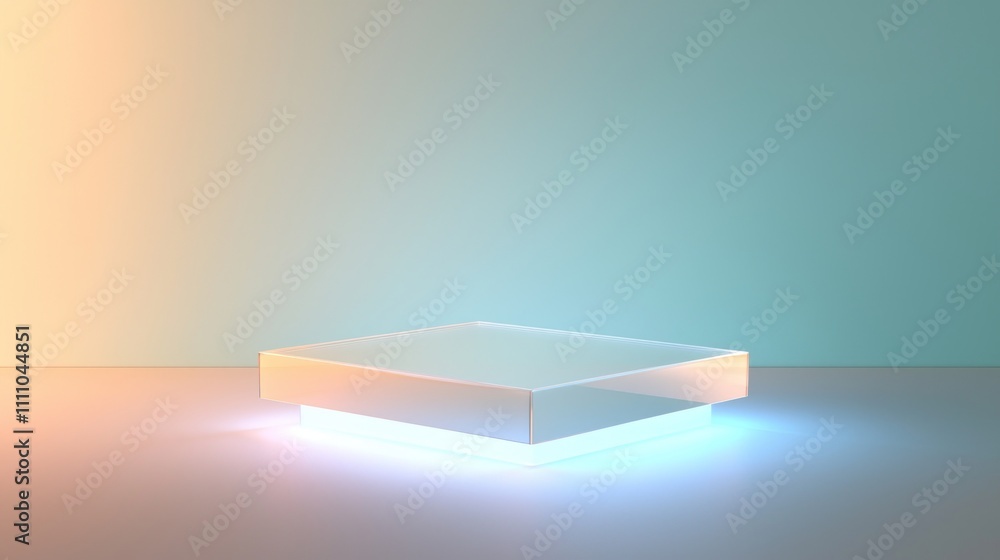 Illuminated Glass Platform Display with Soft Gradient Background Illuminated Glass Platform Display with Soft Gradient Background