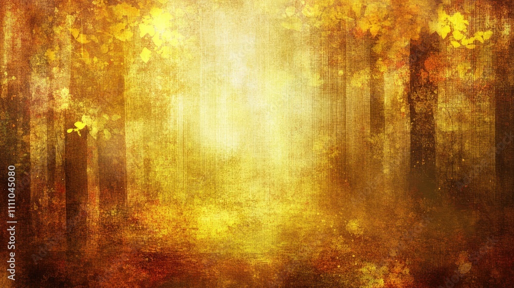 Enchanted Autumn Forest with Golden Leaves and Soft Light Effects Enchanted Autumn Forest with Golden Leaves and Soft Light Effects