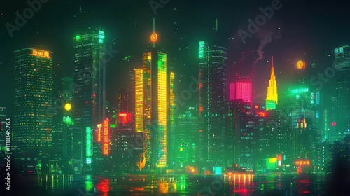 Neon Cityscape at Night  A Futuristic Metropolis