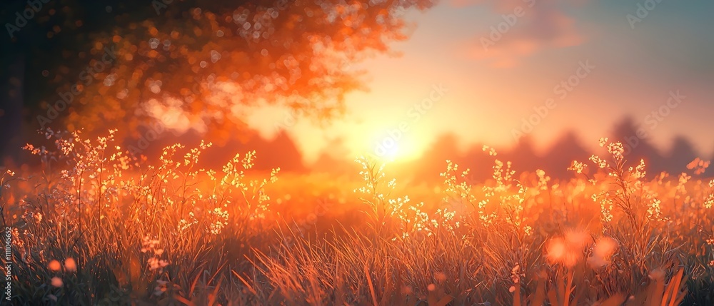 A serene sunset over a vibrant field, showcasing golden light illuminating delicate wildflowers. The warm colors create a tranquil and inviting atmosphere. A serene sunset over a vibrant field, showcasing golden light illuminating delicate wildflowers. The warm colors create a tranquil and inviting atmosphere.
