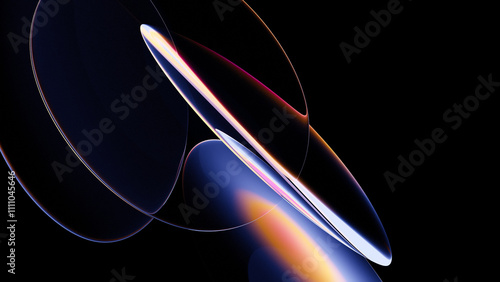 3D Abstract Iridescent Composition Background with Light and Glass Effects