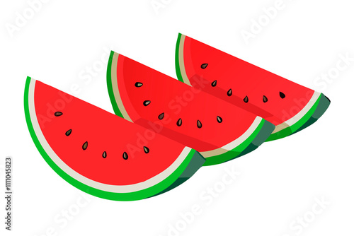 Illustration set of watermelon slices isolated on a white background