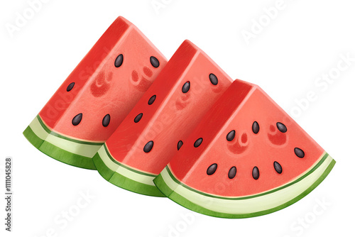 Illustration set of watermelon slices isolated on a white background