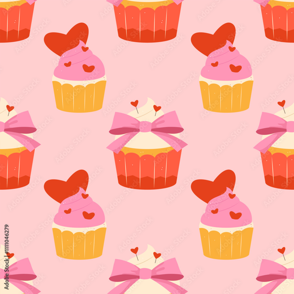 Seamless Valentine's Day cupcake pattern Seamless Valentine's Day cupcake pattern
