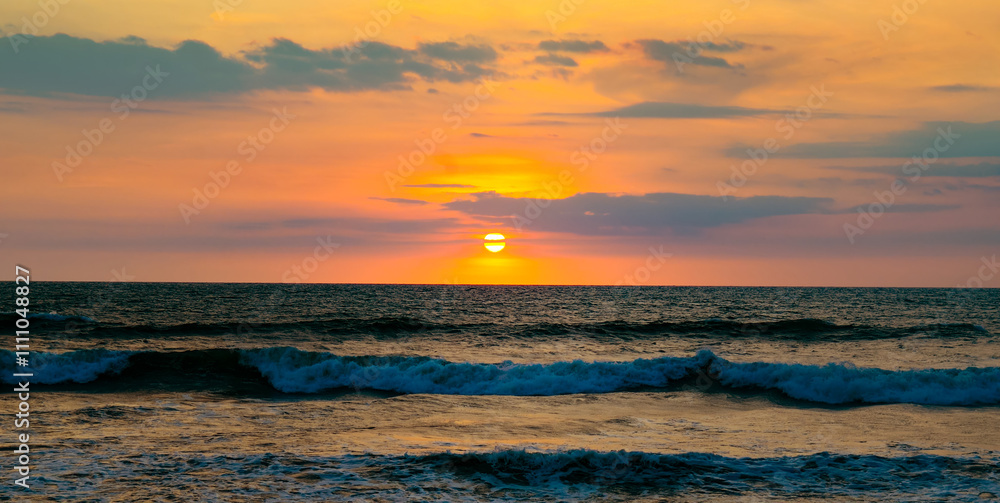 Fototapeta premium Sea and bright sunset. Concept - vacation and travel.