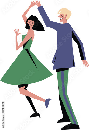 dancing couple retro, vintage blue, green, tradition elegance, nostalgi photo