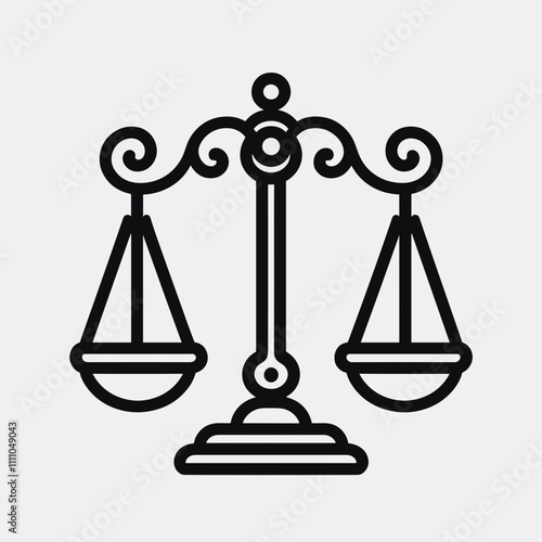 Ornate scale icon with decorative details for justice and equality representation