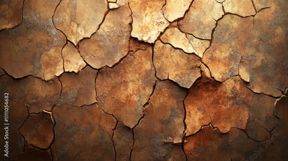 Cracked, Brown, Rusty Surface with Irregular Shapes Cracked, Brown, Rusty Surface with Irregular Shapes