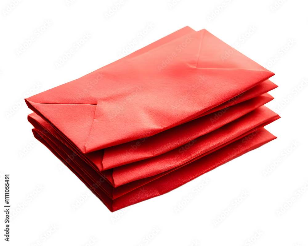 Stacked red envelopes on a white isolate background for festive occasions and gifting. Stacked red envelopes on a white isolate background for festive occasions and gifting.