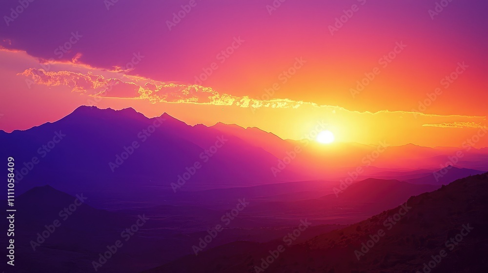 Breathtaking Sunset Over Majestic Mountains with Vibrant Colors Blending Together in a Stunning Twilight Sky, Creating a Serene and Inspirational Landscape Scene Breathtaking Sunset Over Majestic Mountains with Vibrant Colors Blending Together in a Stunning Twilight Sky, Creating a Serene and Inspirational Landscape Scene