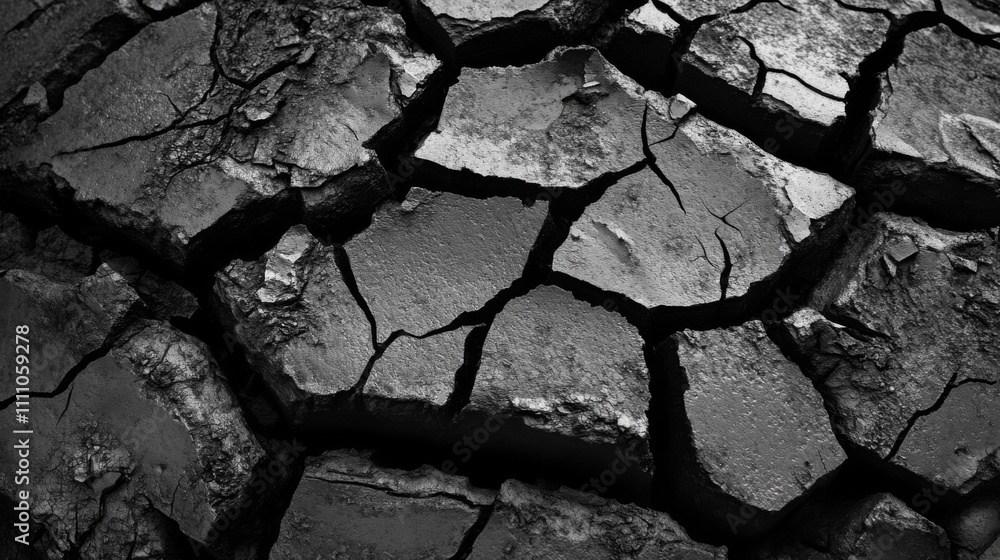 Close-up of Cracked and Dried Earth in Black and White Close-up of Cracked and Dried Earth in Black and White