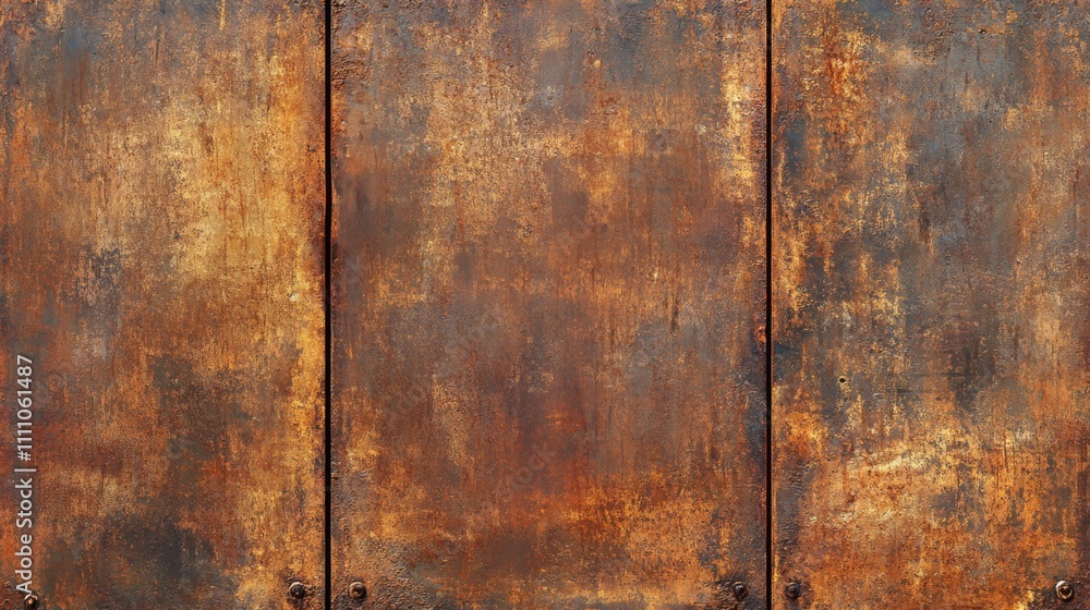 Rusted Metal Panel with Three Vertical Sections Rusted Metal Panel with Three Vertical Sections