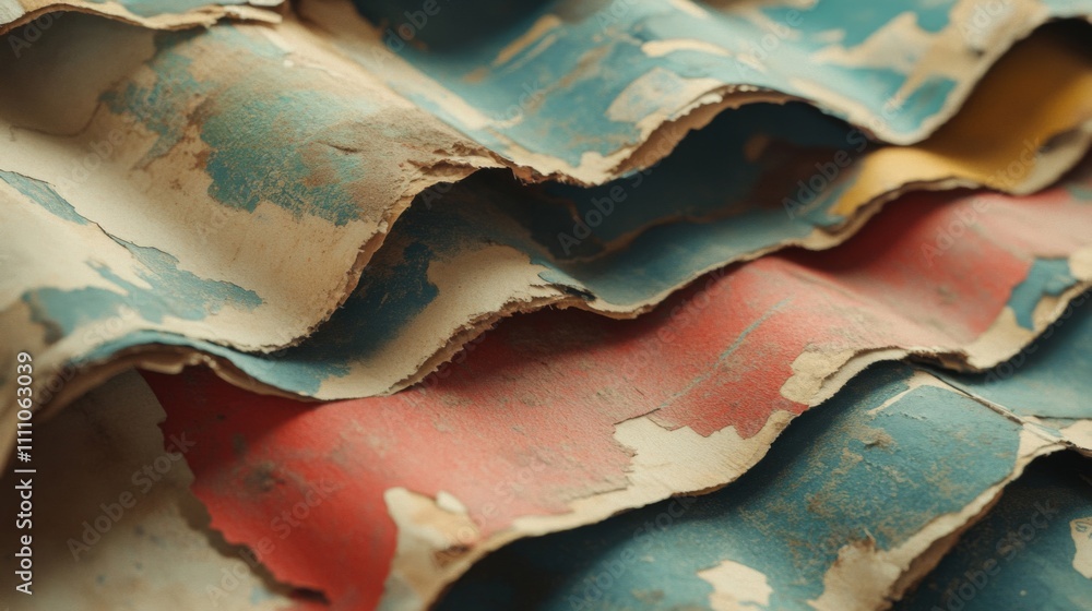 Closeup of Layered, Weathered, and Faded Cardboard Closeup of Layered, Weathered, and Faded Cardboard