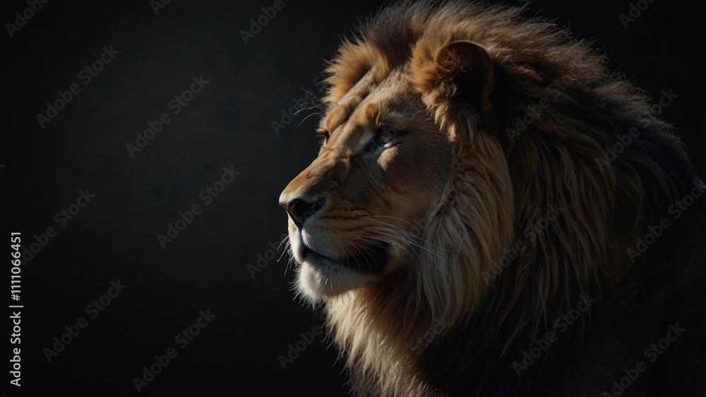 lion silhouette, side view. a symbol of courage, bravery and strength. Generative AI lion silhouette, side view. a symbol of courage, bravery and strength. Generative AI