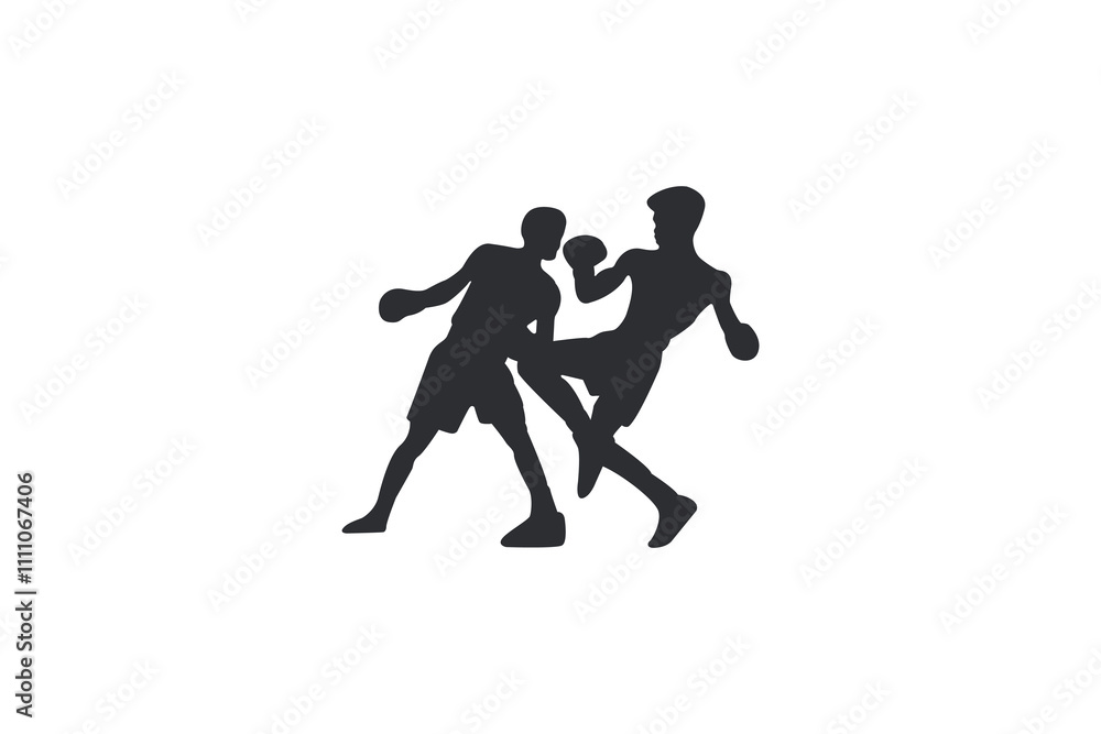Vector silhouette of boxing match white background. Vector silhouette of boxing match white background.