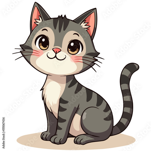 vector illustration of brindle gray cat