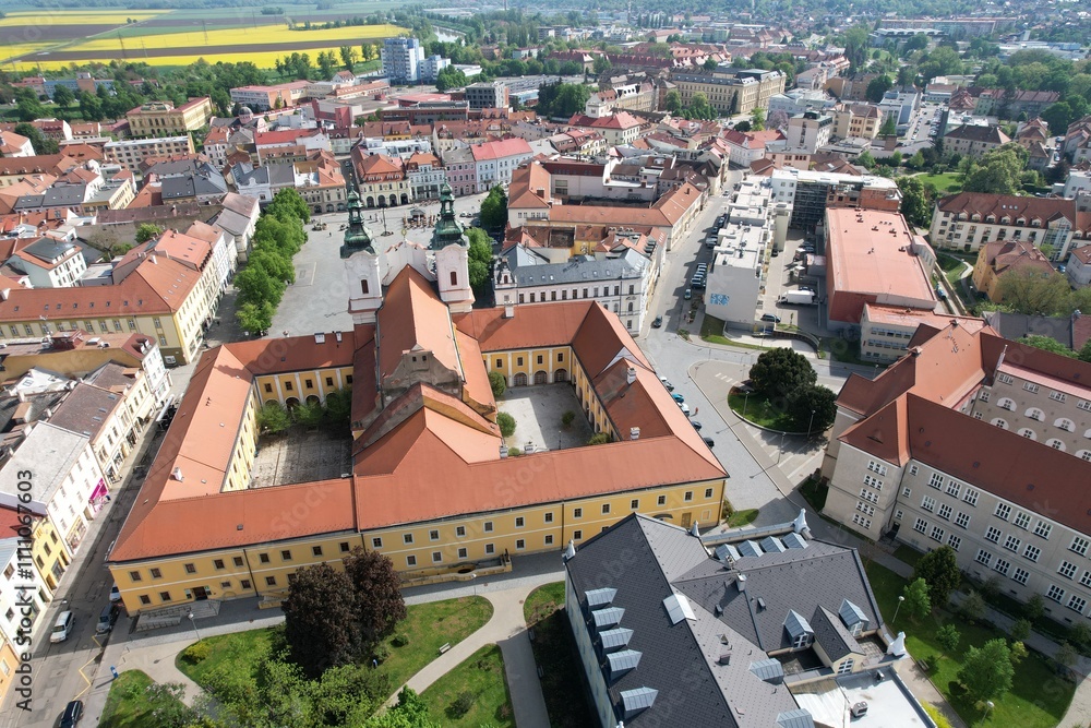 Obraz premium historical city Uherske Hradiste Czech republic,Europe, aerial scenic landscape panorama view 