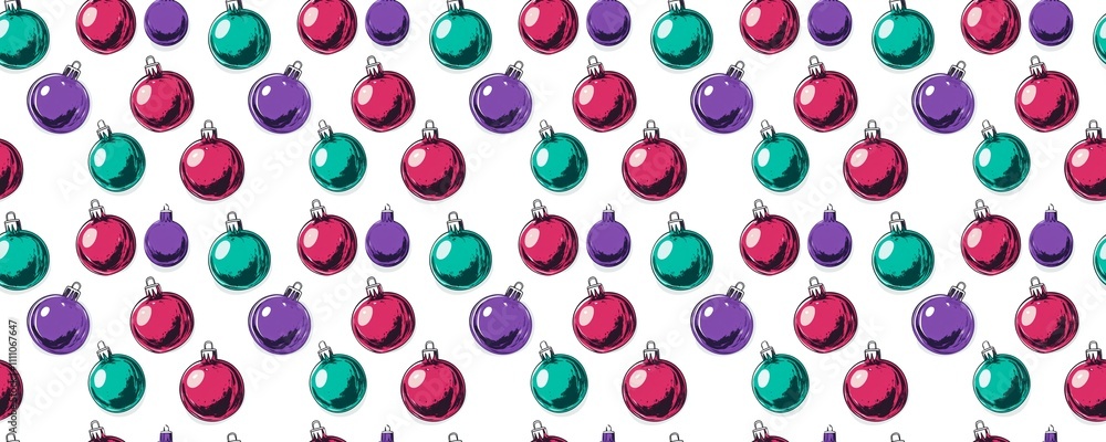 Fototapeta premium seamless pattern of Colorful Christmas baubles teal pink festive pattern design 