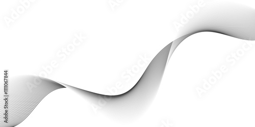 Wave with lines created using blend tool. Curved wavy line. Digital frequency track equalizer. Abstract colorfull wave element for design Stylized line art background.Vector illustration.