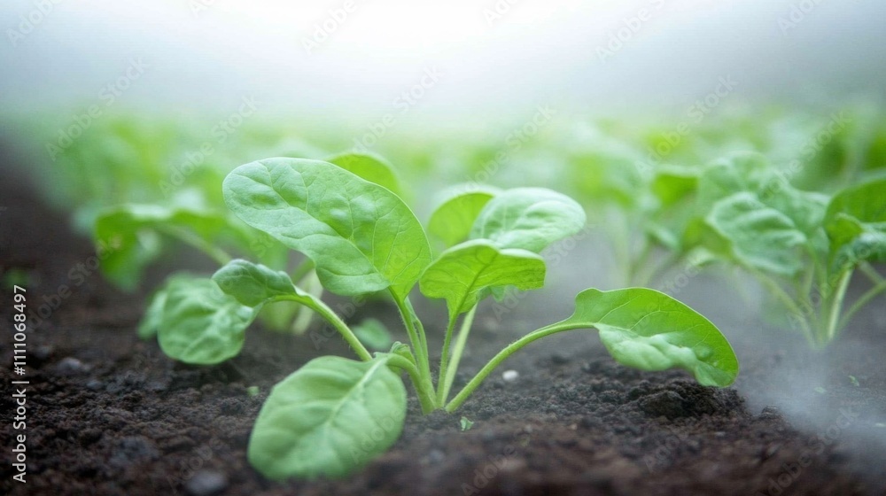 Close-up of a Young Spinach Plant in Soil Close-up of a Young Spinach Plant in Soil