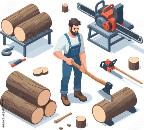 a man is chopping wood