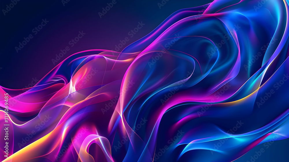 Obraz premium Abstract Neon Waves: Purple, Blue, Pink
