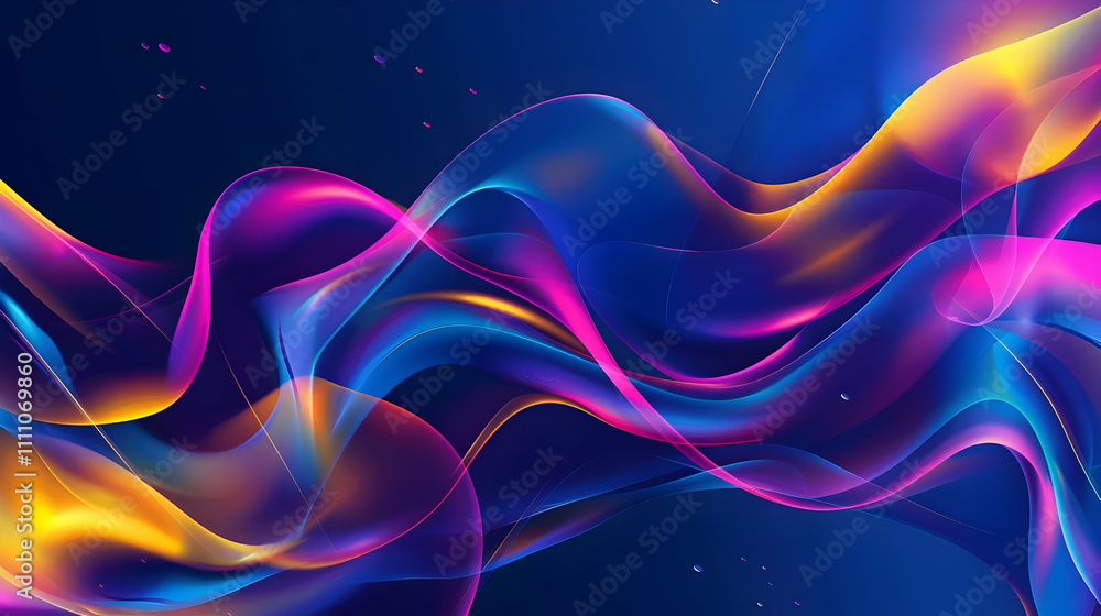 Naklejka premium Vibrant Neon Wave Abstract Art