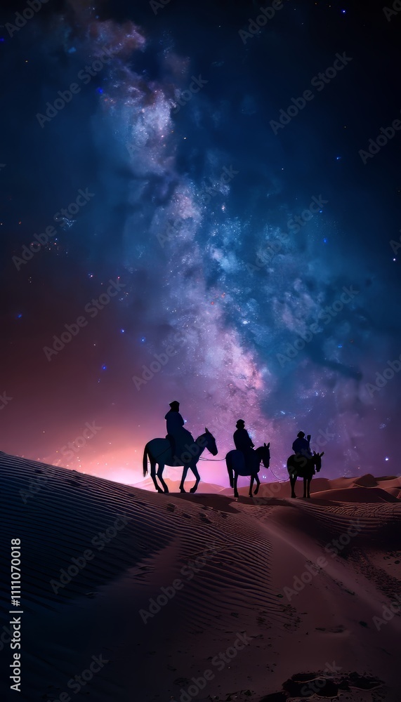 A serene night in the palestine desert the three wise men journeying under a starry canopy A serene night in the palestine desert the three wise men journeying under a starry canopy