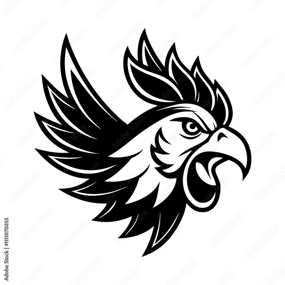 Drawing of a Rooster head mascot logo art illustration Drawing of a Rooster head mascot logo art illustration