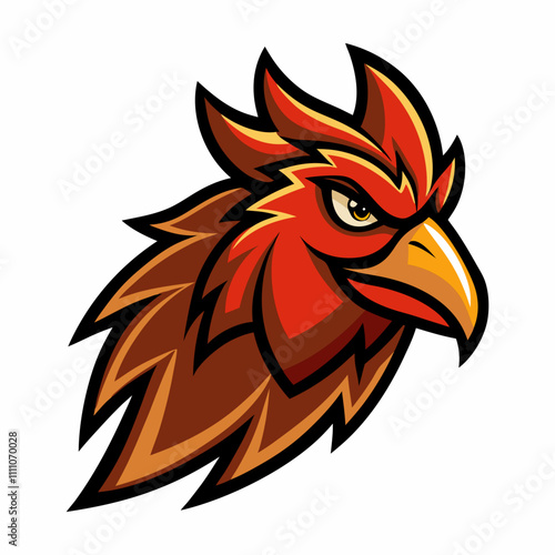 Drawing of a Rooster head mascot logo art illustration