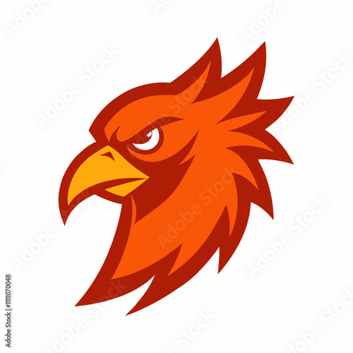 Drawing of an angry Rooster head mascot logo art illustration