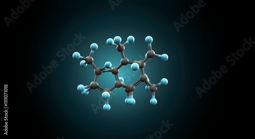 Molecular structure of phenylhydrazone. Atoms are represented as spheres with conventional color coding: carbon (grey), nitrogen (blue), hydrogen (white). Scientific background. 3d illustration photo