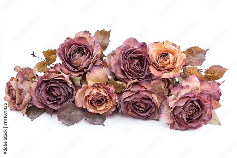 Rustic Dried Roses in Muted Brown and Pink Tones Isolated on White Background for Vintage Elegance Rustic Dried Roses in Muted Brown and Pink Tones Isolated on White Background for Vintage Elegance