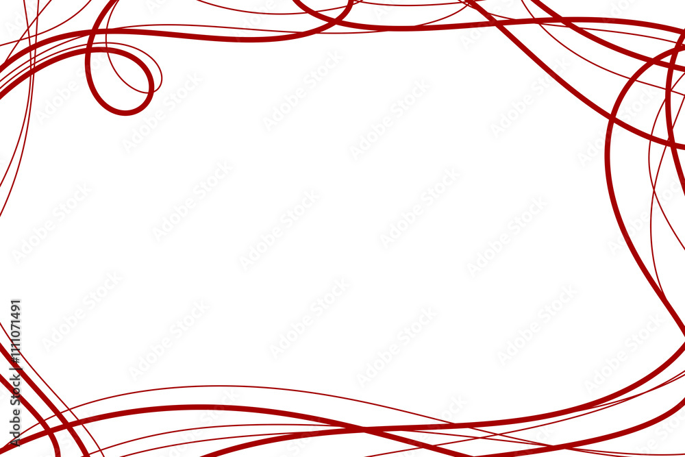 Obraz premium A minimalist frame made of red curved lines 