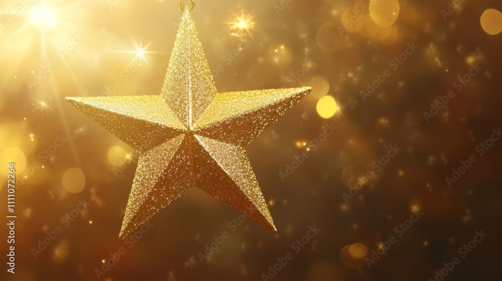 Glittering Golden Star Against a Sparkling Background Glittering Golden Star Against a Sparkling Background