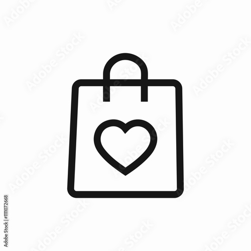 shopping bag heart favorite icon sign vector