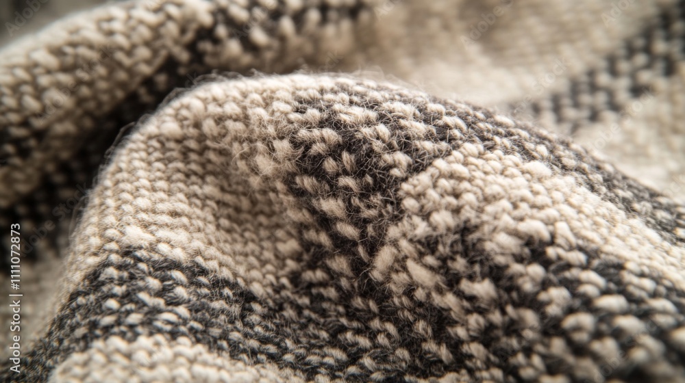 Close-up of Textured Knit Fabric in Beige and Black Close-up of Textured Knit Fabric in Beige and Black