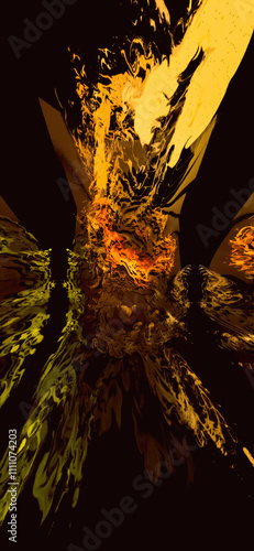 Unique abstract background in golden tones - liquid lines, streaks and swirls. Impact